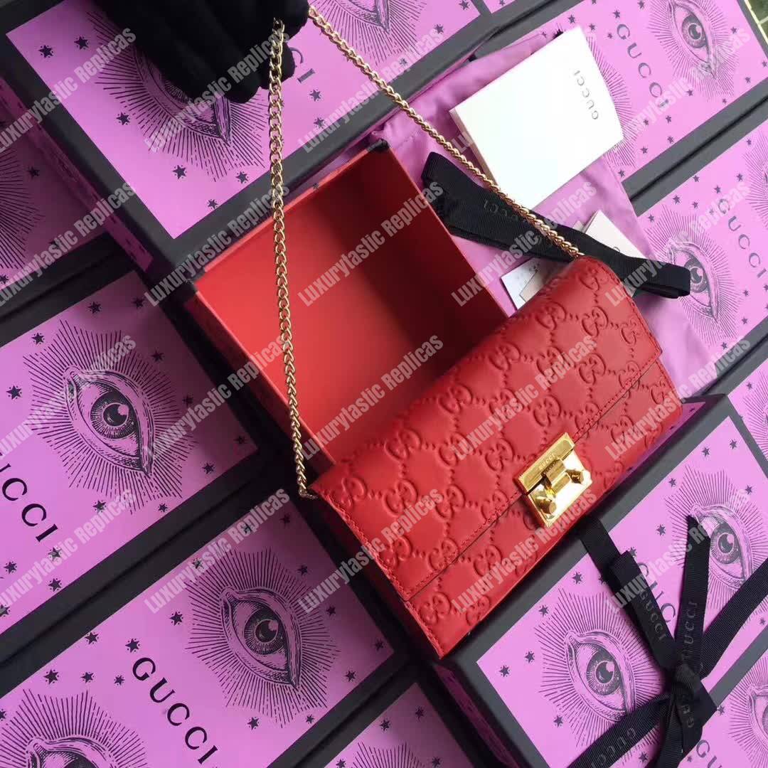 G*u*i gg padlock continental wallet red