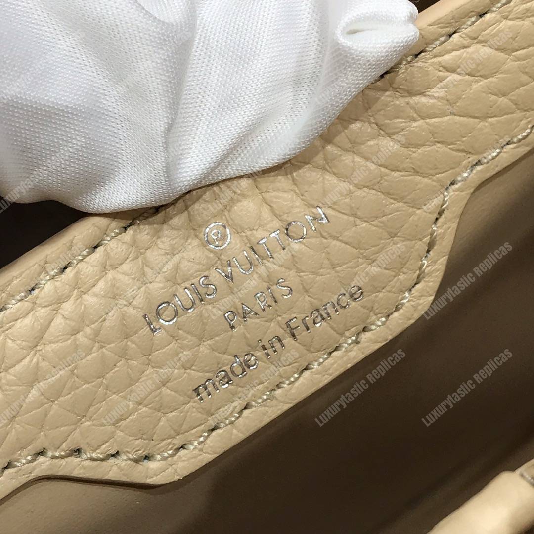 LV Capucines PM Taurillon Leather Python Crème Beige