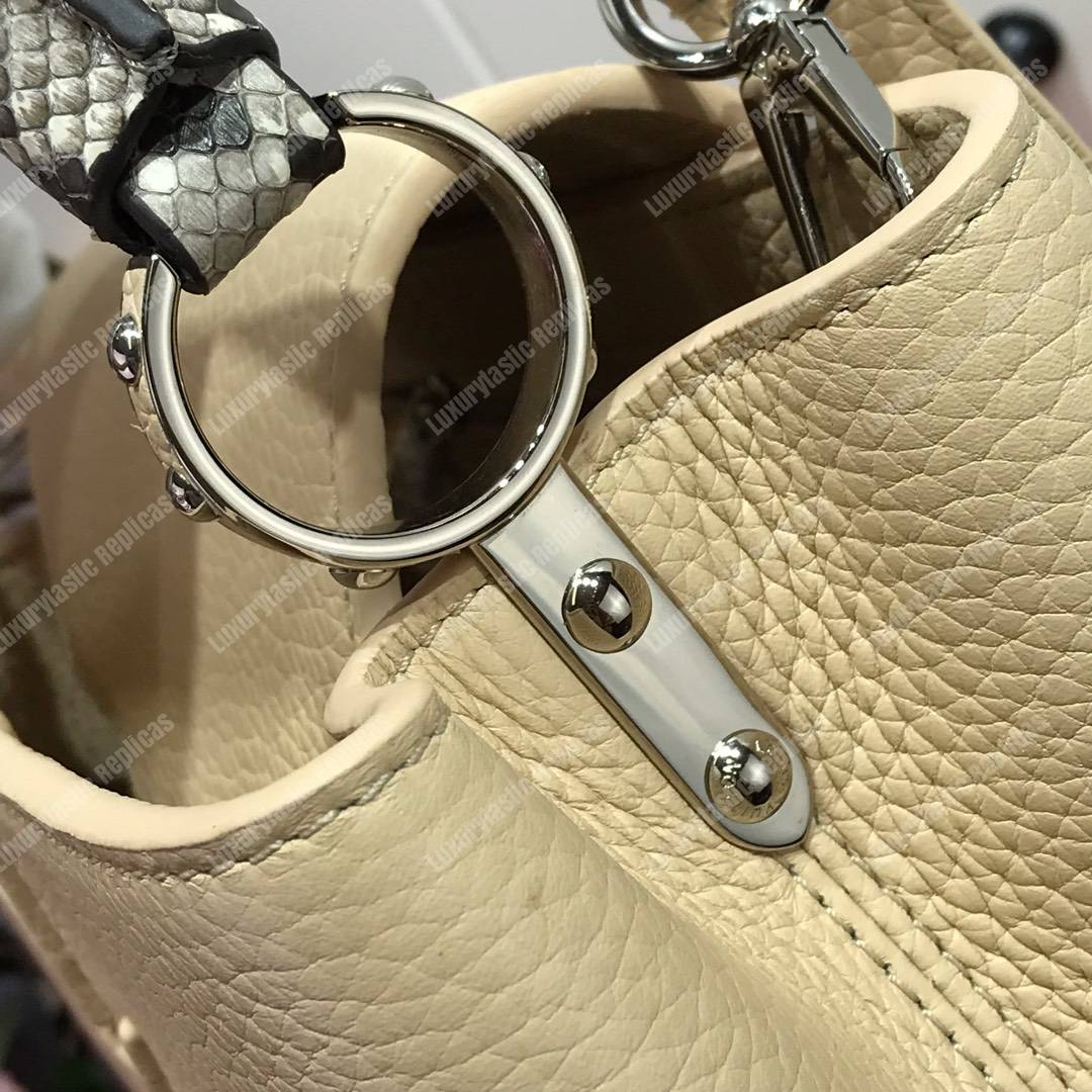 LV Capucines BB Taurillon Leather Python Galet Gray