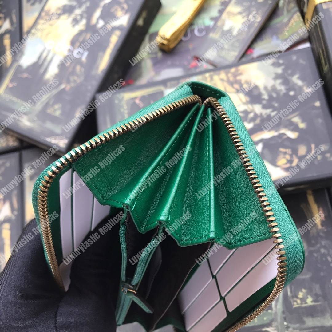 G*u*i gg marmont zip around wallet chevron green