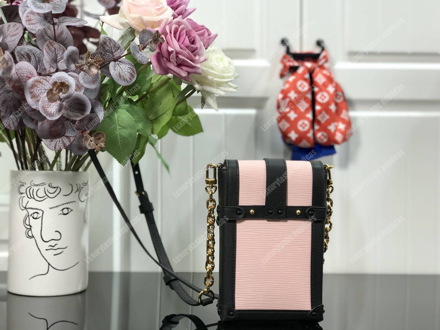 LV Pochette Verticale Trunk Epi Leather Rose Ballerine