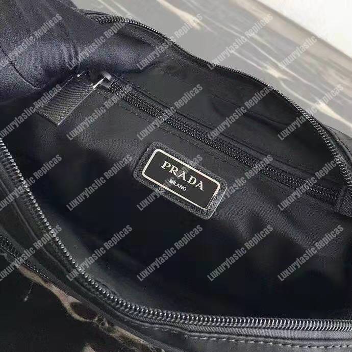 Pra*a nylon and leather belt bag black