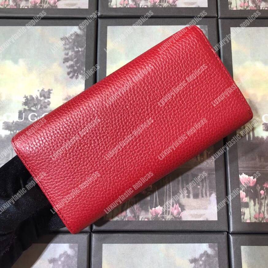 G*u*i garden leather continental wallet red with bat