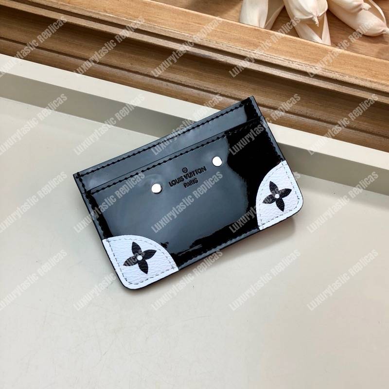 LV Venice Card Holder Patent Leather Monogram Black