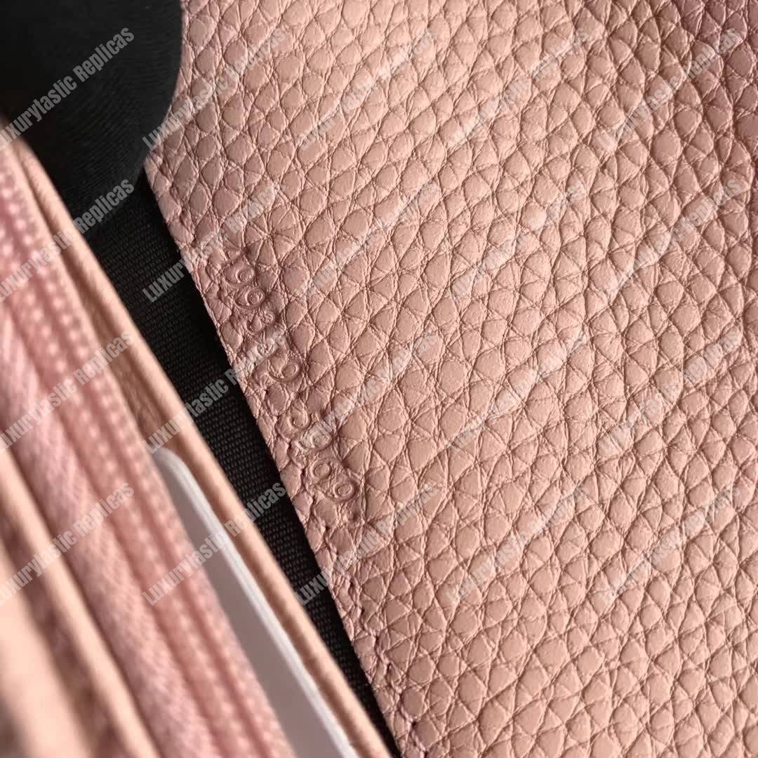 G*u*i gg leather continental wallet with butterfly light pink