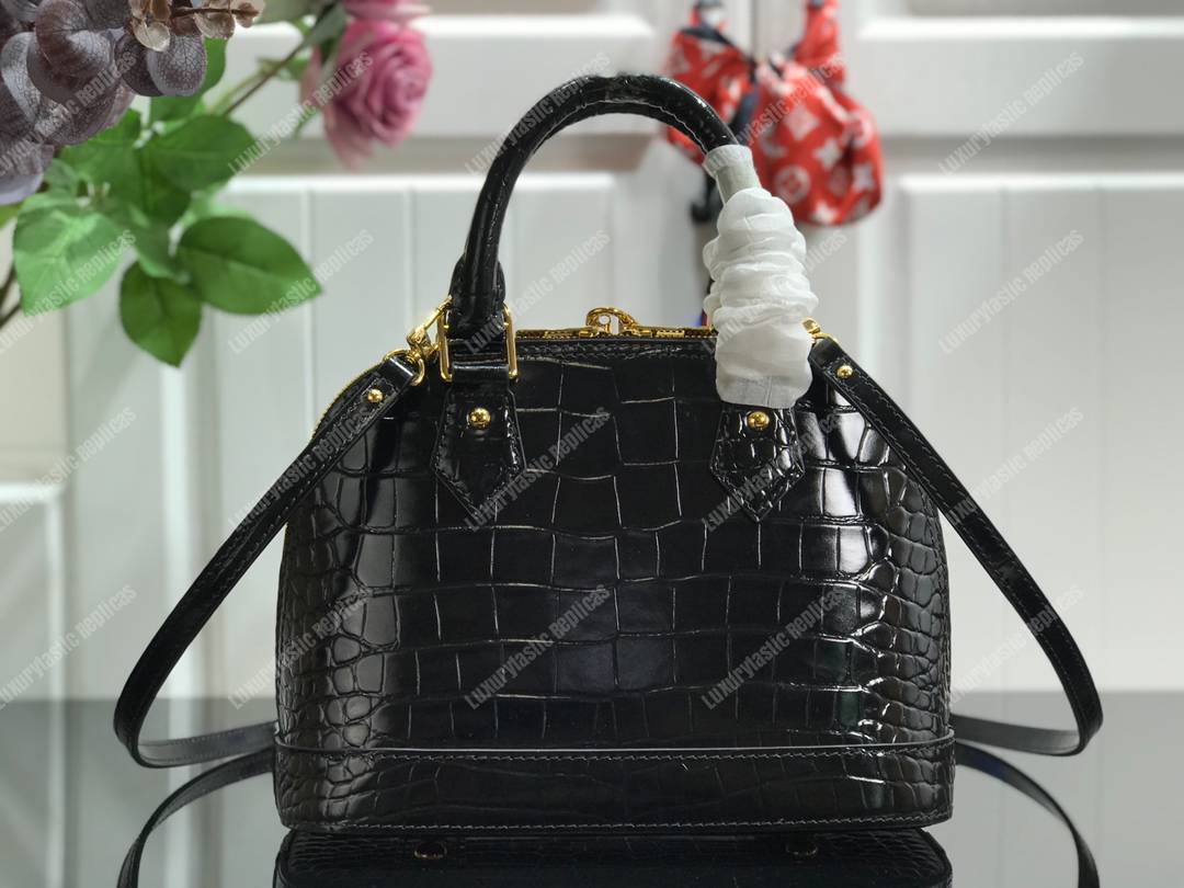 LV Alma BB Crocodilien Brillant Noir