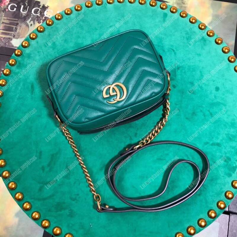 G*u*i gg marmont matelassé mini bag green