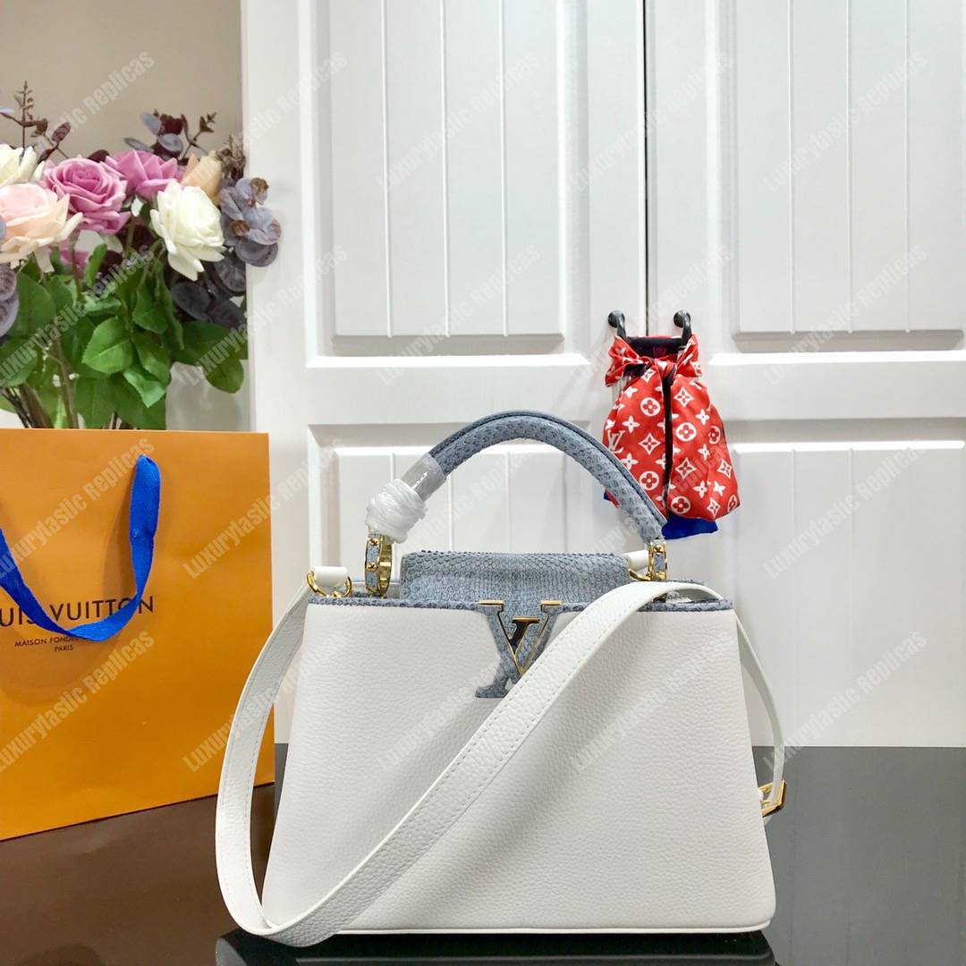 LV Capucines BB Taurillon Python White