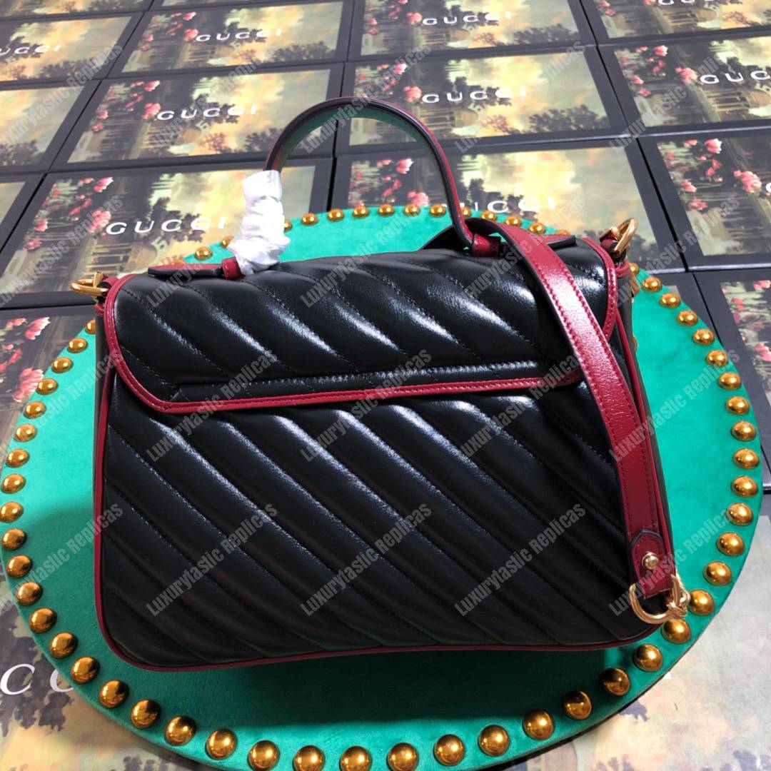 G*u*i gg marmont small top handle bag black cherise matelassé