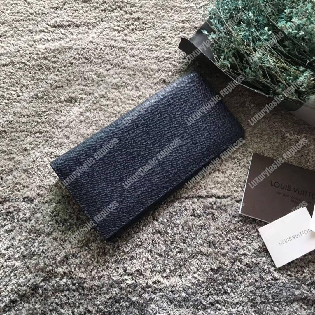 LV Brazza Wallet Taiga Leather Marine Light Blue