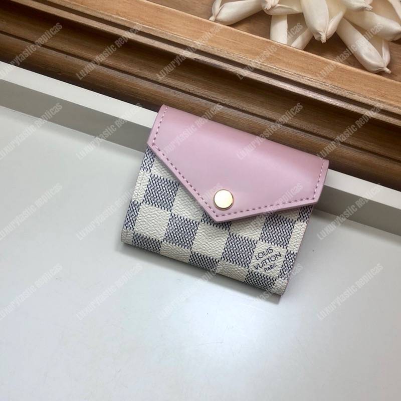 LV Zoé Wallet Damier Azur Eau de Rose Pink