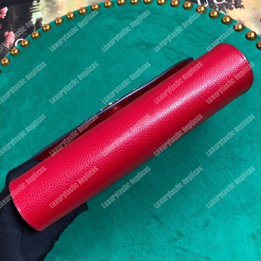 G*u*i zumi hibiscus red smooth leather small shoulder bag