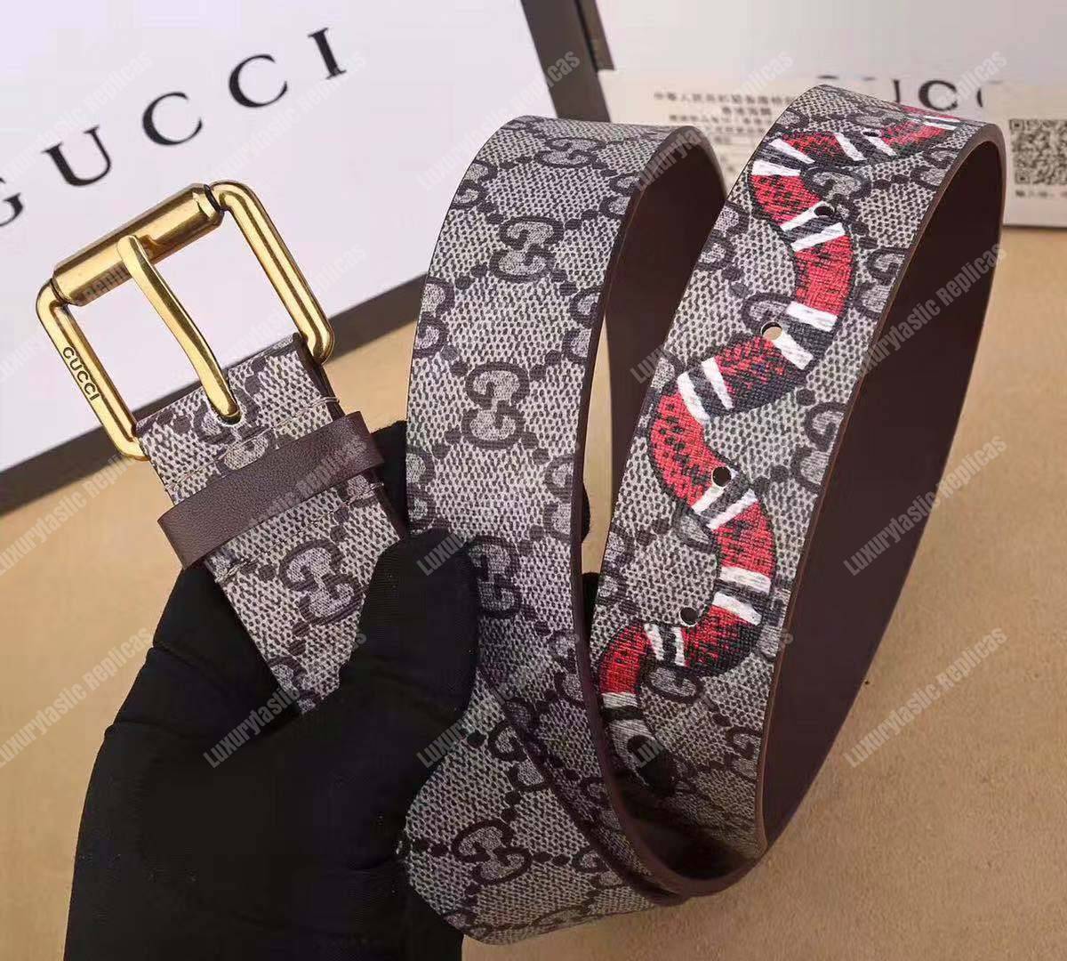 gg Sup*e belt with kingsnake print