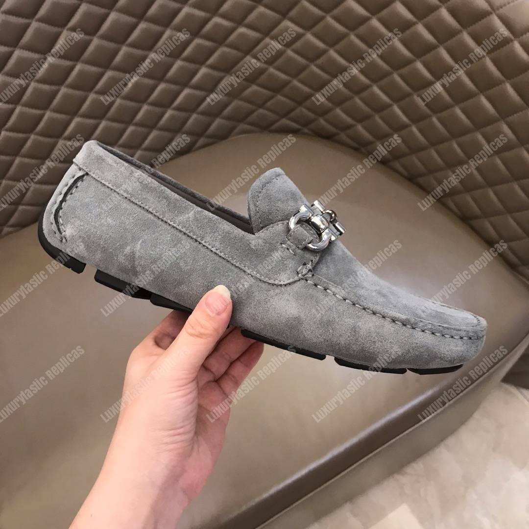 Salvatore Ferragamo Gancini Driving Shoe Gray