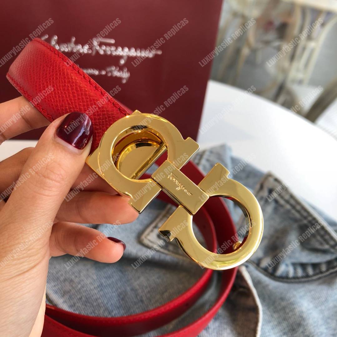 Salvatore Ferragamo Adjustable Gancini Belt Red
