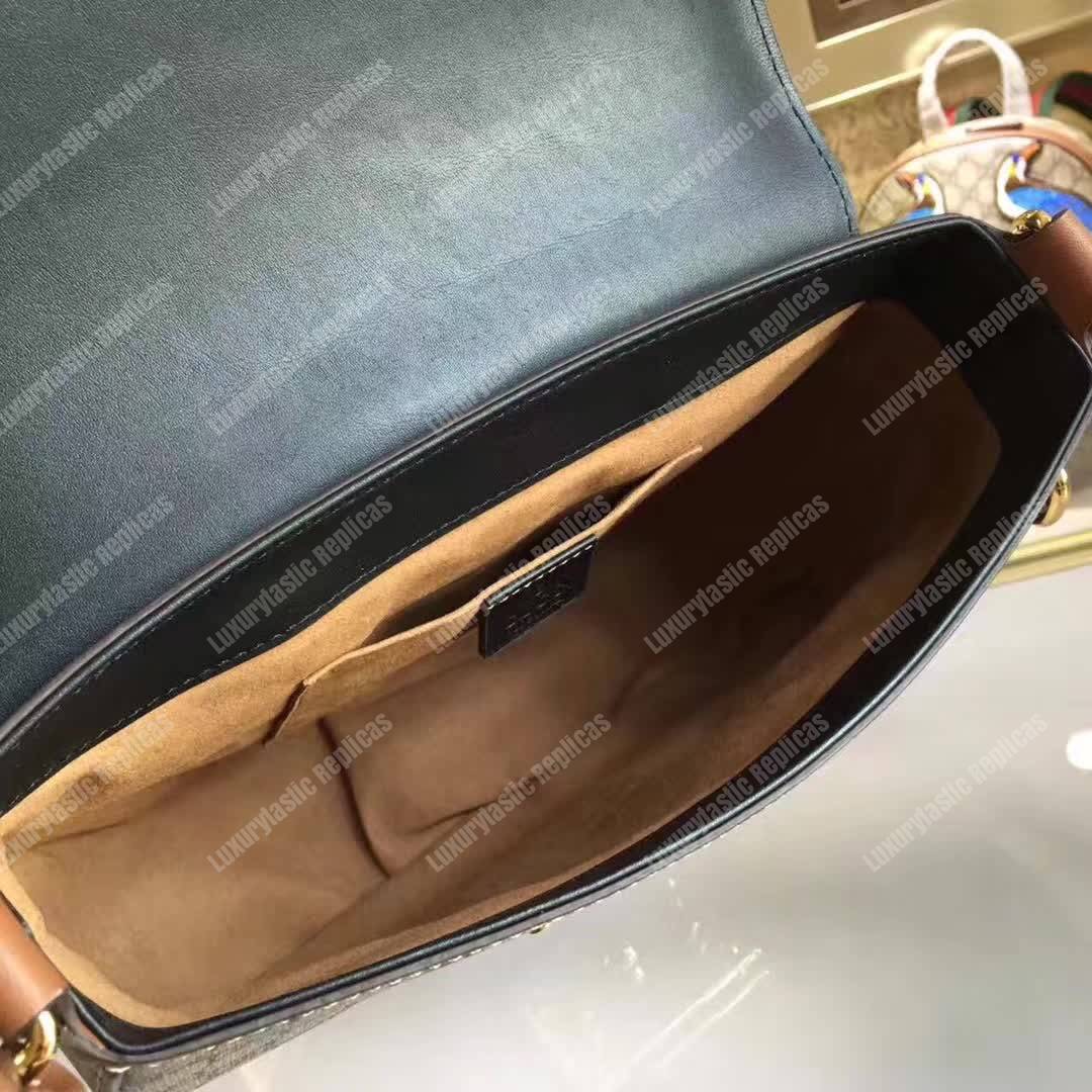 G*u*i padlock medium gg shoulder bag beige/ebony black