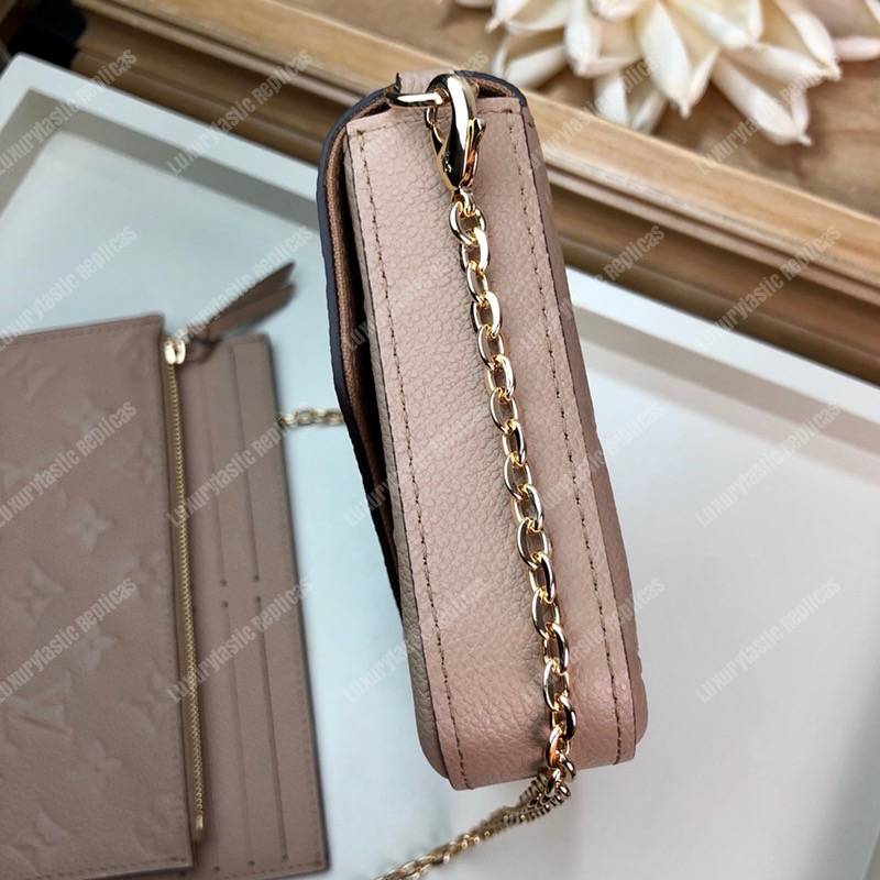LV Pochette Felicie Monogram Empreinte Leather Papyrus