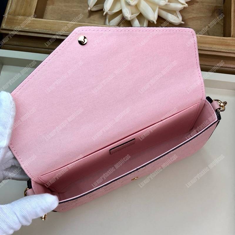 LV Pochette Felicie Monogram Empreinte Leather Rose Poudre