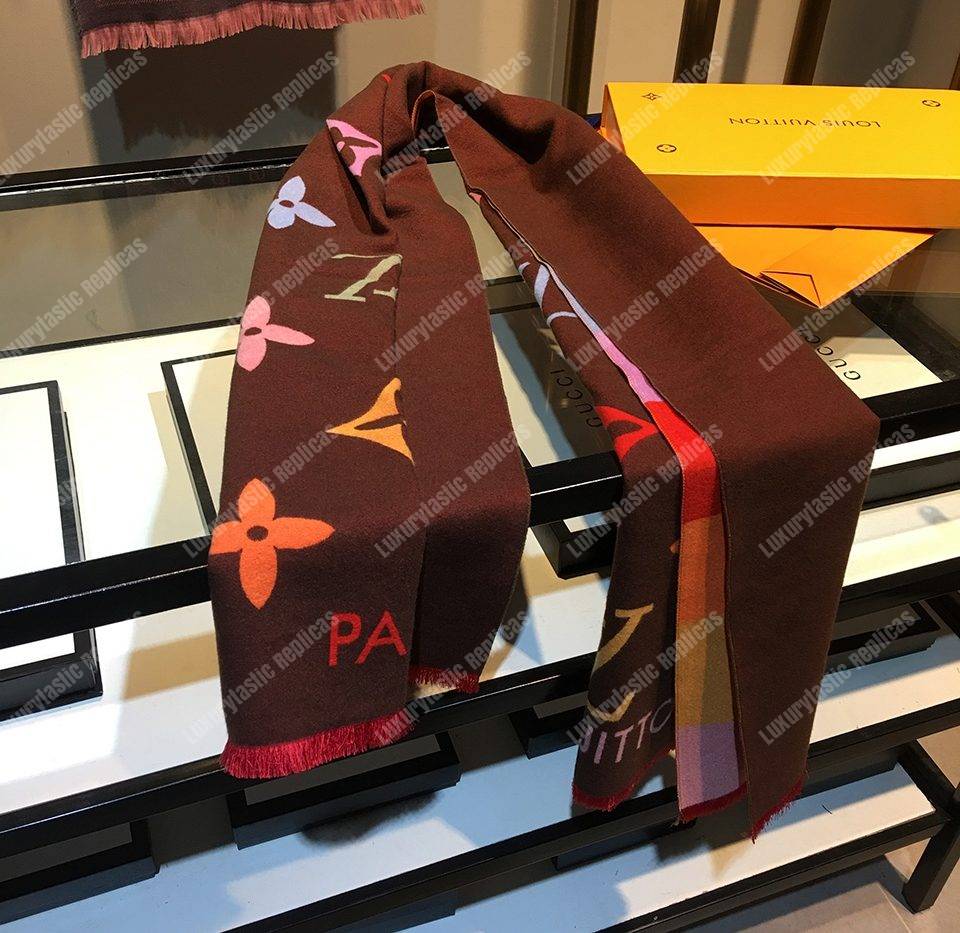 LV Reykjavik Scarf Cashmere & Wool Brown Multicolor