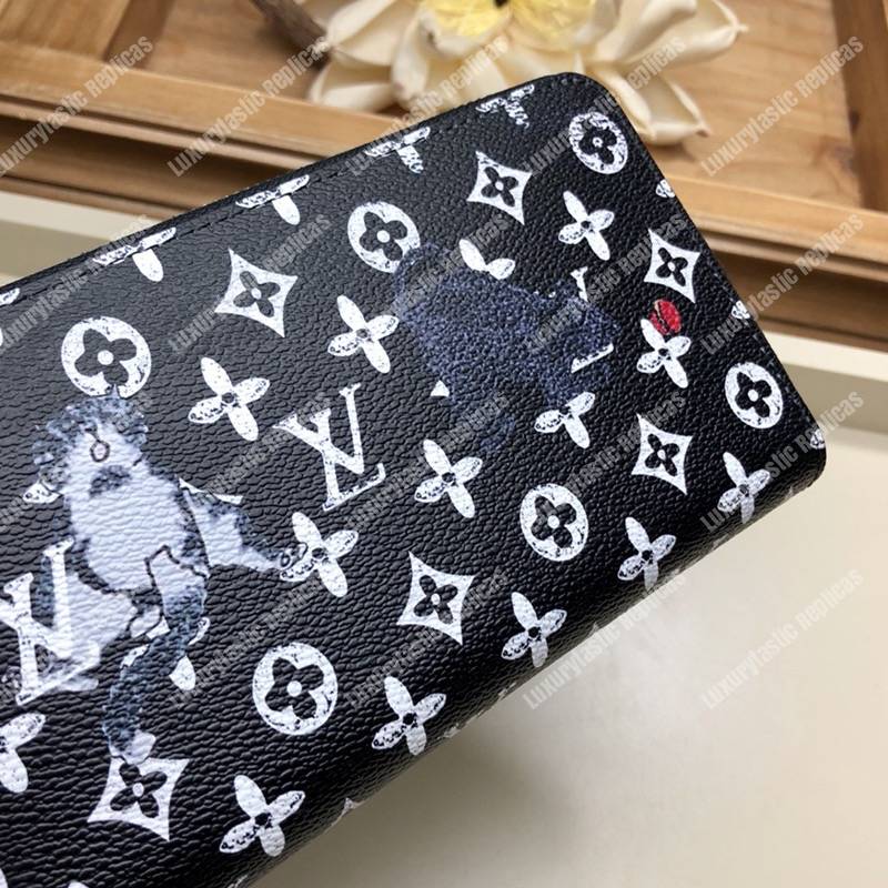 LV Zippy Wallet Catogram Dogs and Cats Black White