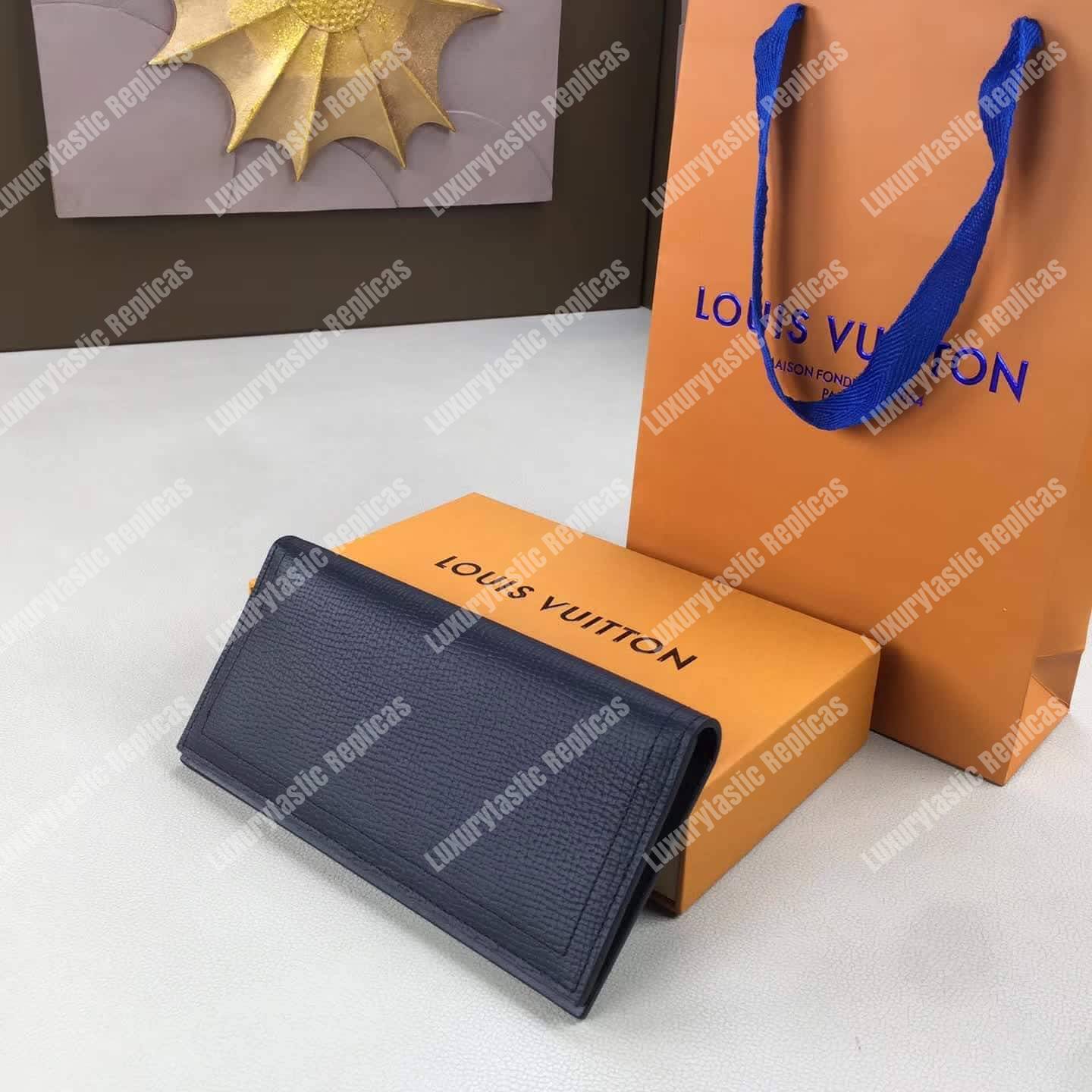 LV Long Coin Wallet Utah Leather Bleu Marine