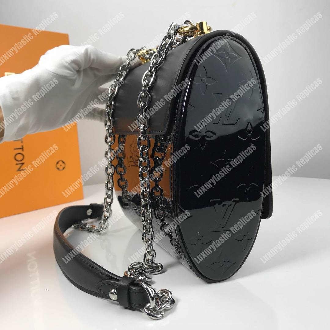 LV Pochette Twist Monogram Vernis Patent Leather Black