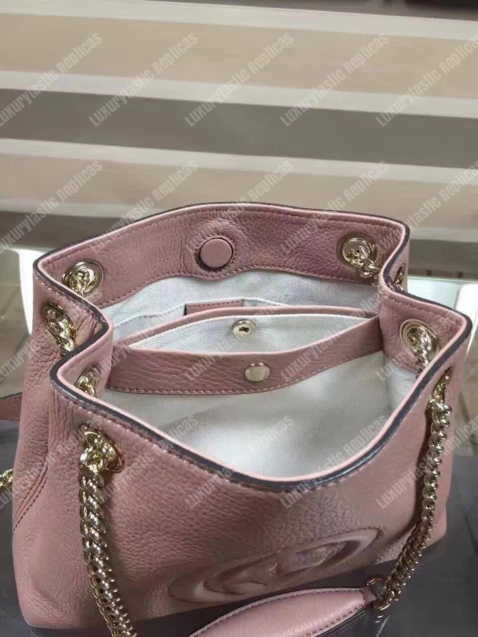 G*u*i soho leather chain strap shoulder bag pink