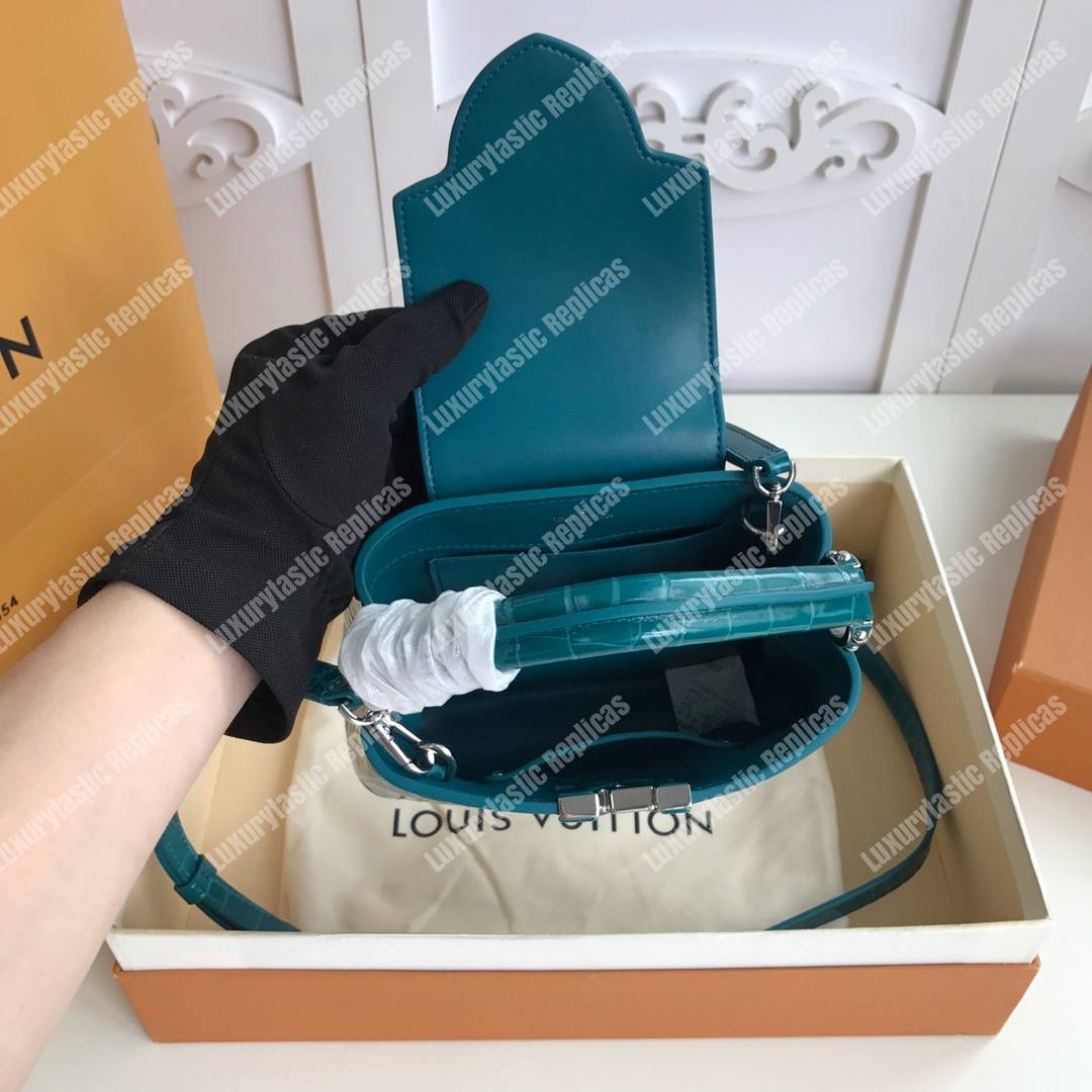 LV Capucines Mini Crocodilien Mat Cactus