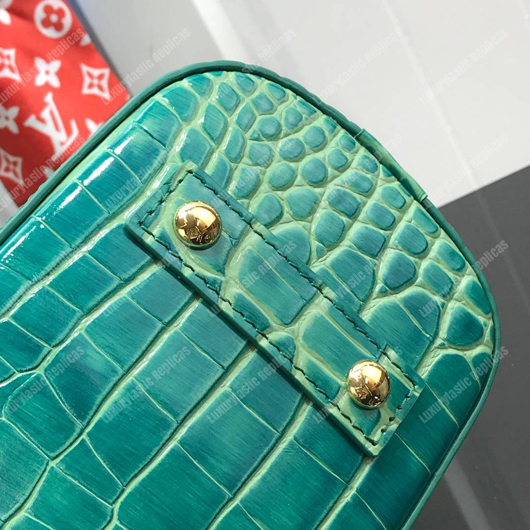LV Alma BB Crocodilien Brillant Bleu Canard Blue