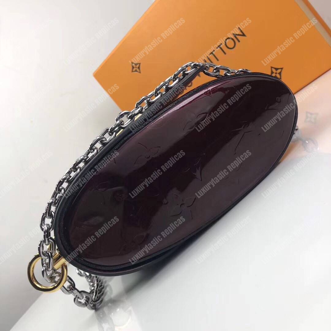 LV Pochette Twist Monogram Vernis Patent Leather Amarante