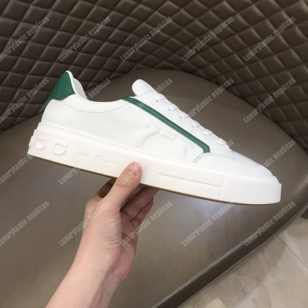 Salvatore Ferragamo Gancini Sneaker Shoe White/Green Lining