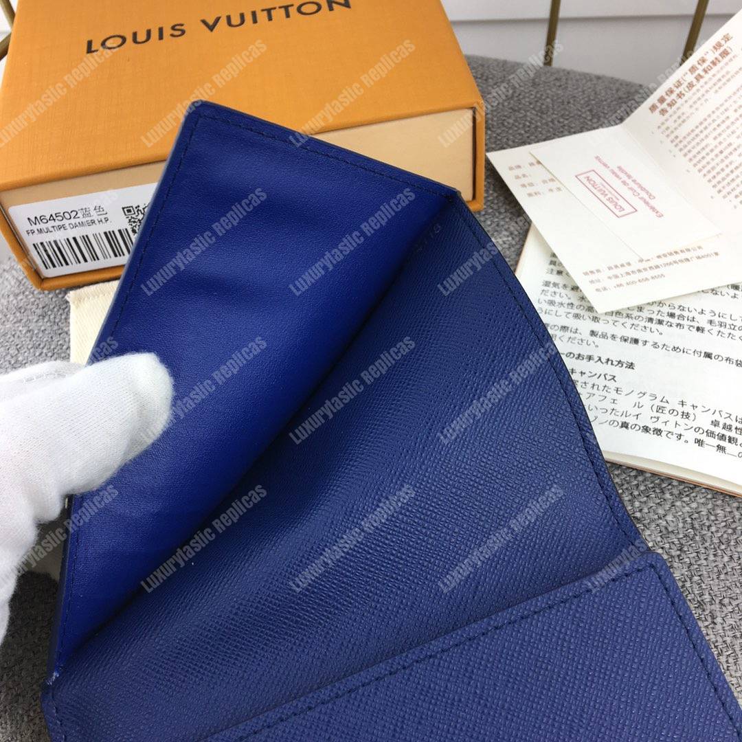 LV Passport Cover Taiga Monogram Cobalt