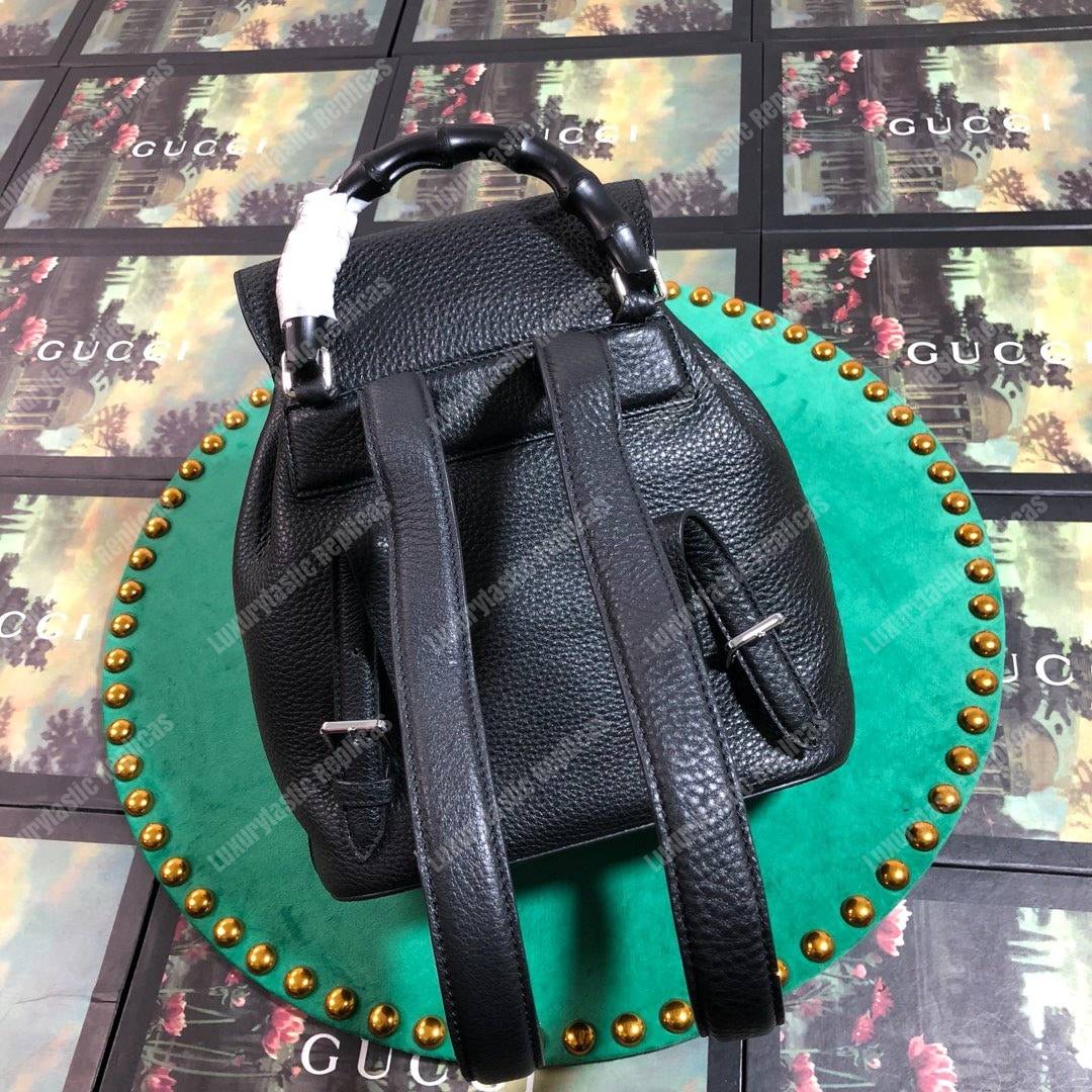 G*u*i leather bamboo tassel mini backpack black