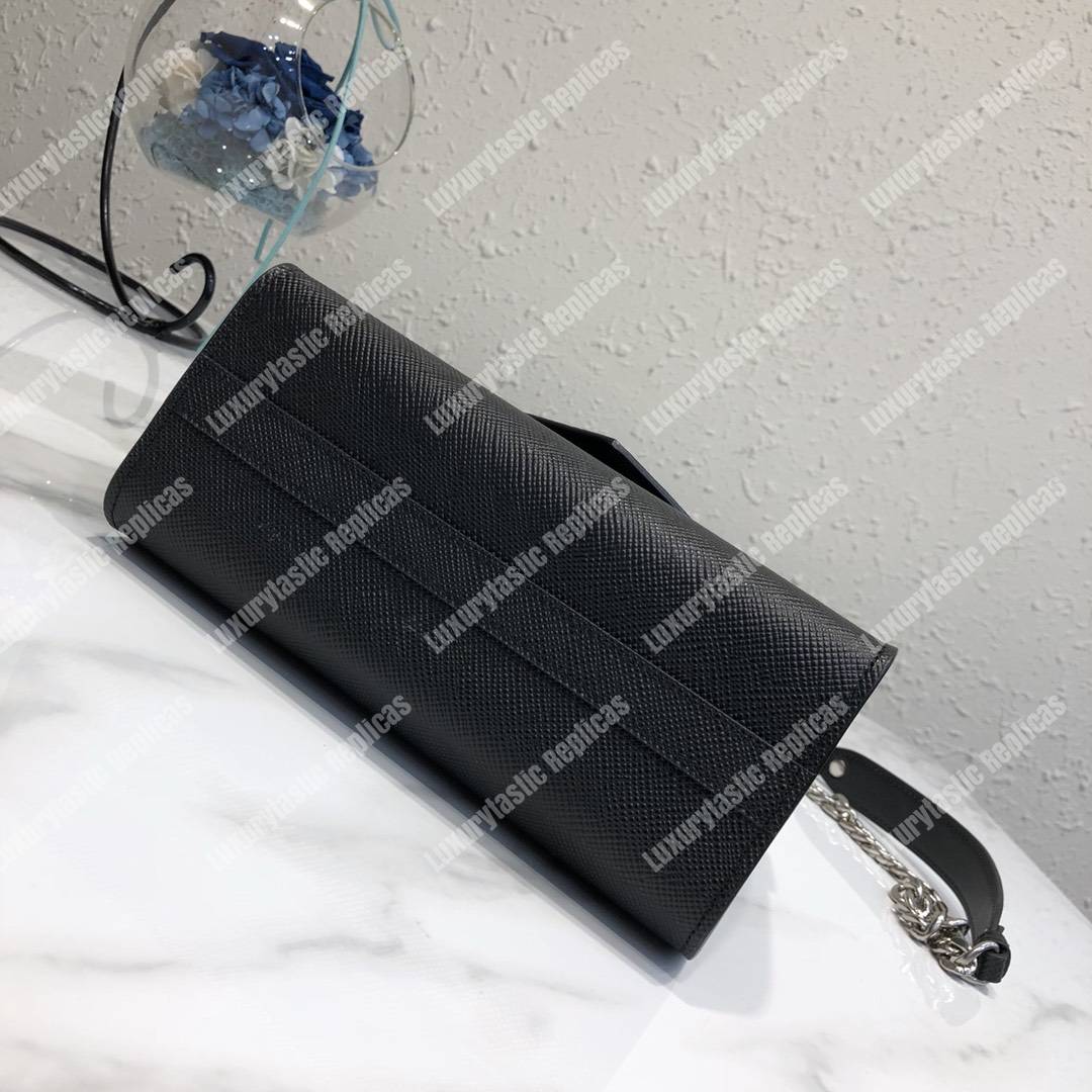 Pra*a monochrome saffiano leather bag black