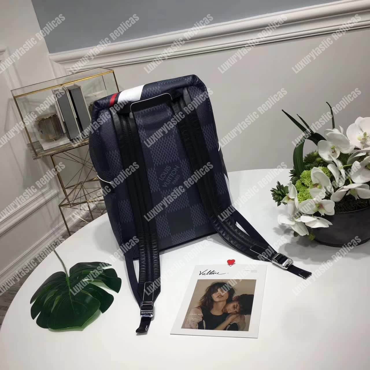 LV Apollo Backpack Damier Cobalt Canvas Red