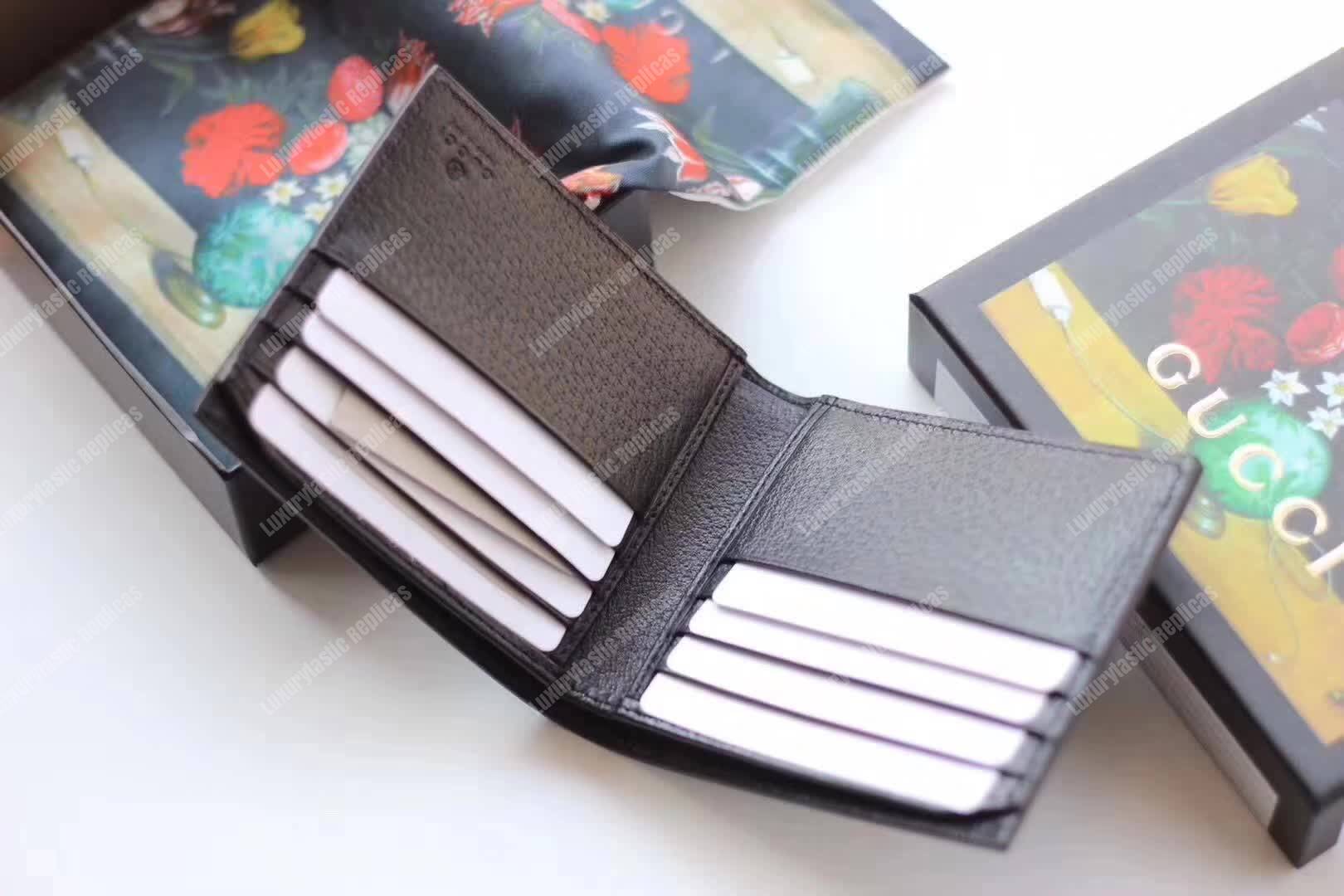 G*u*i bee star leather b-fold wallet black