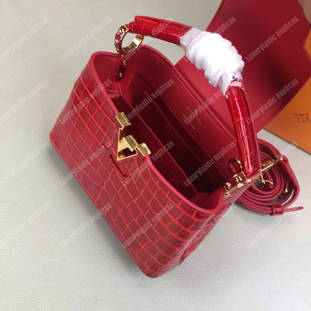 LV Capucines Mini Crocodilien Brillant Cherry