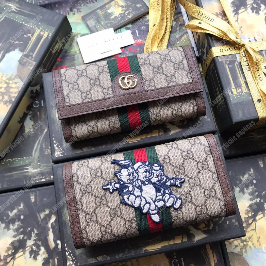 G*u*i ophidia gg continental wallet with three little pigs