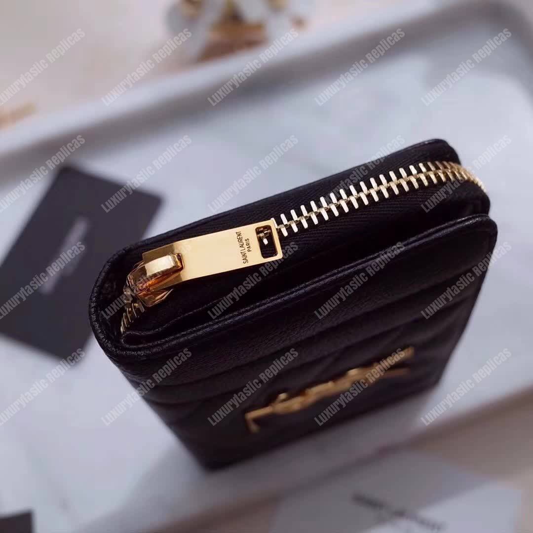 Saint Laurent Compact Zip Around Wallet Black