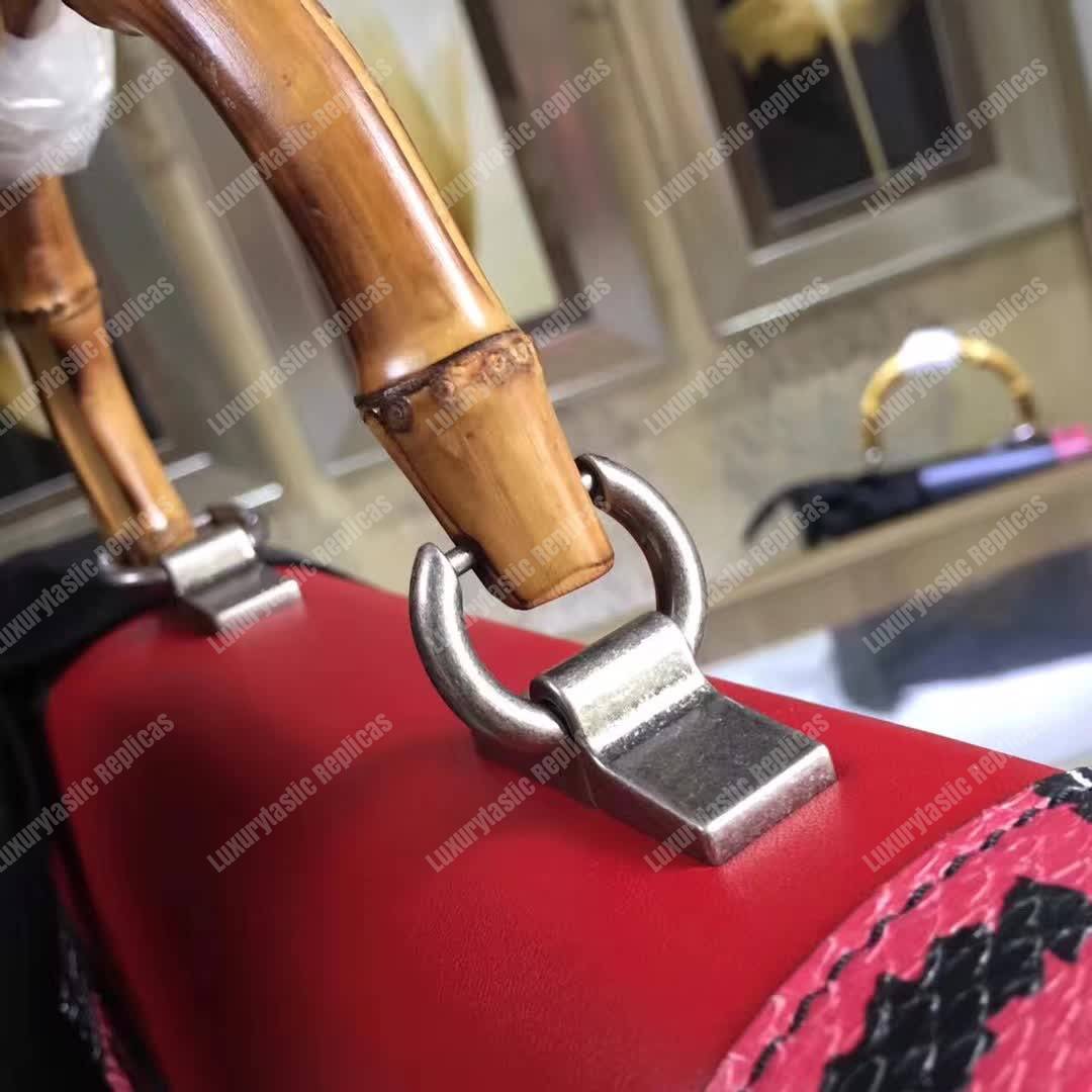 G*u*i lilith leather top handle bag red