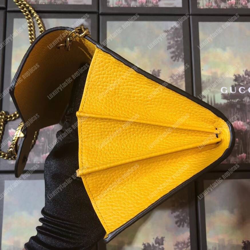 G*u*i calfskin garden dionysus chain wallet yellow with bat