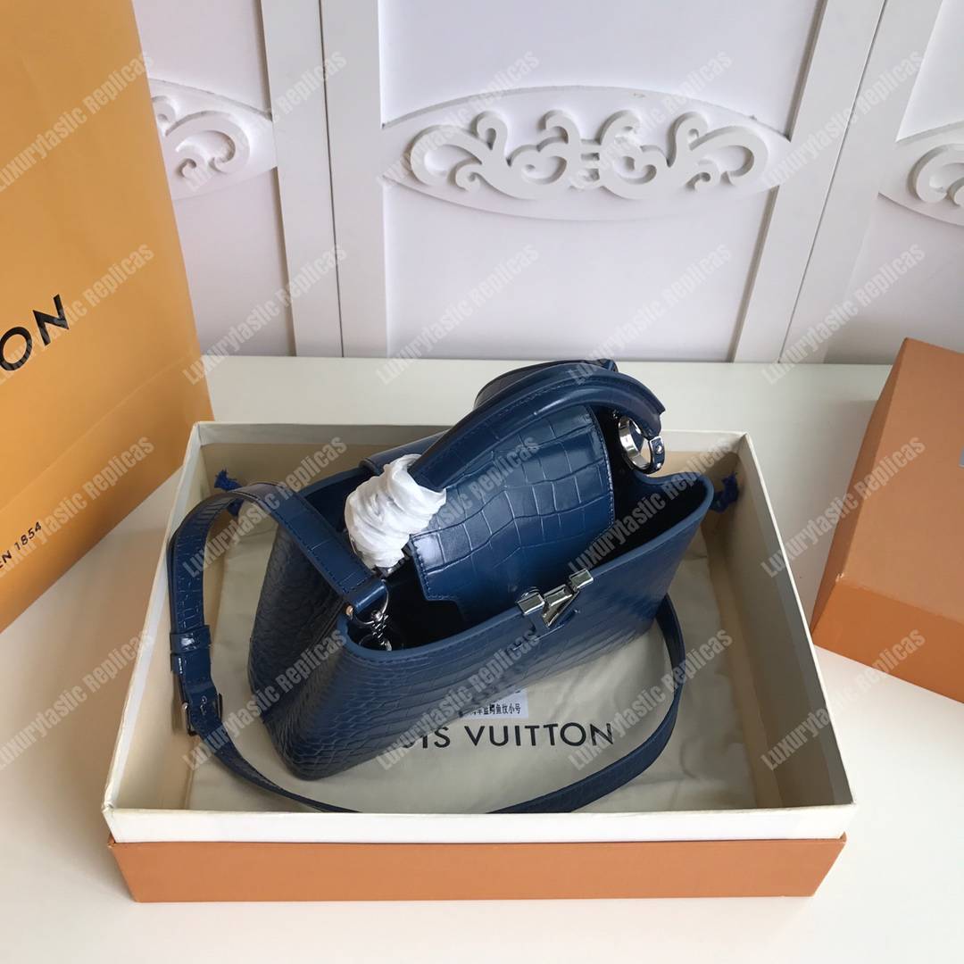 LV Capucines Mini Crocodilien Brillant Bleu ocean