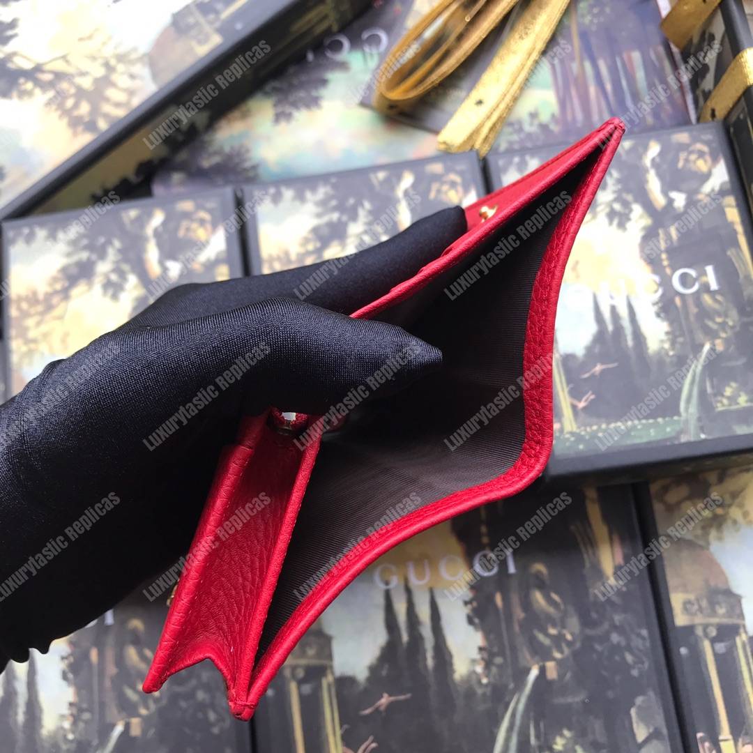 G*u*i leather card case wallet hibiscus red