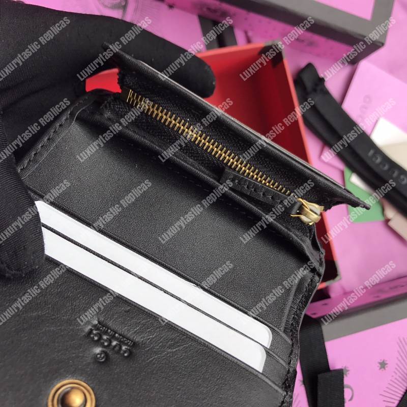 G*u*i queen margaret leather card case wallet black white