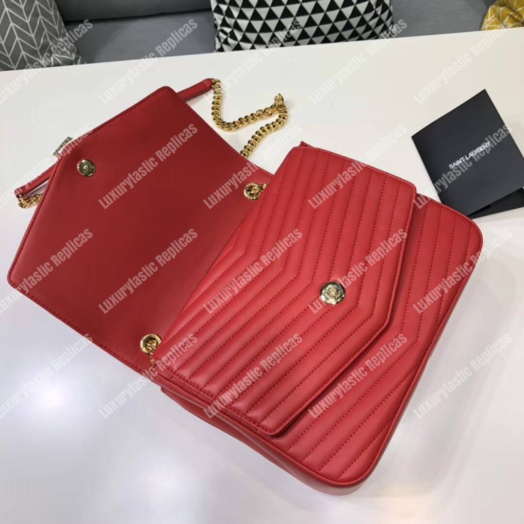 Saint Laurent Sulpice Medium In Matelassé Leather Eros Red