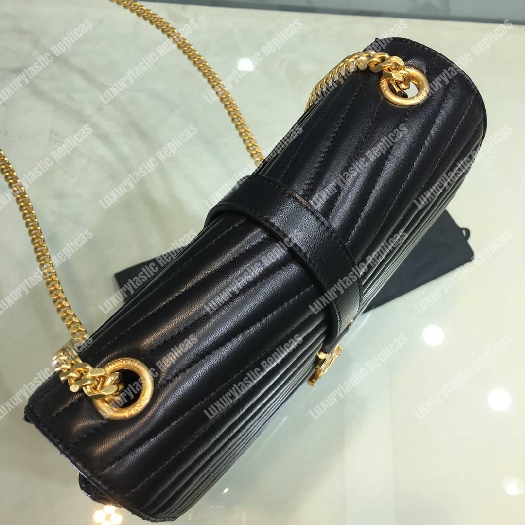 Saint Laurent Sulpice Medium In Matelassé Leather Black