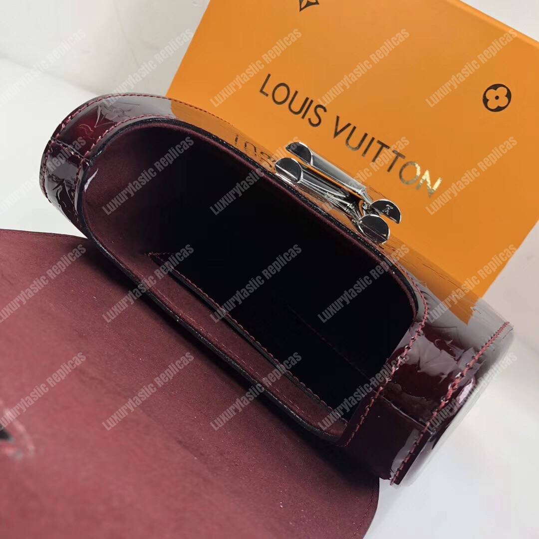 LV Pochette Twist Monogram Vernis Patent Leather Amarante