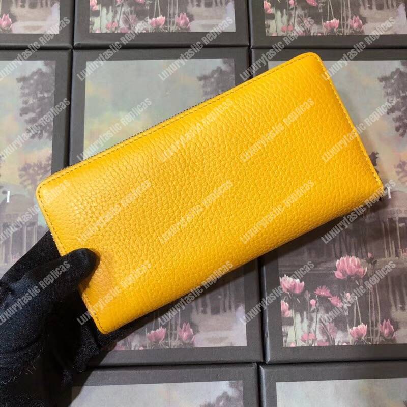G*u*i garden leather zip around wallet yellow with bat