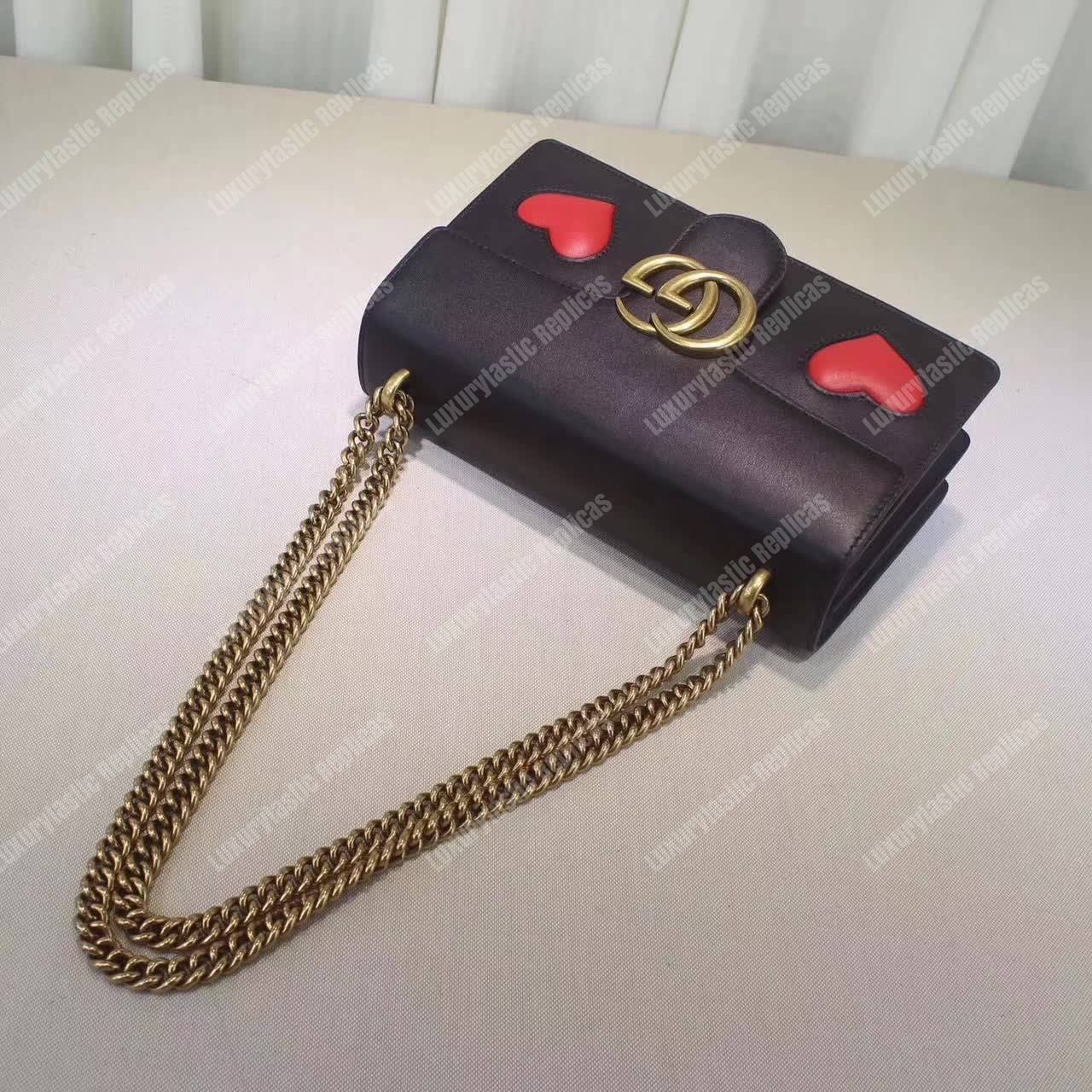 G*u*i gg marmont leather shoulder bag hearts black