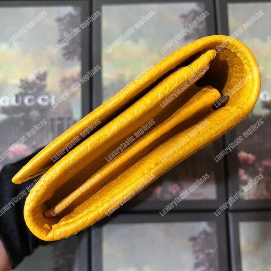 G*u*i garden leather continental wallet yellow with butterfly